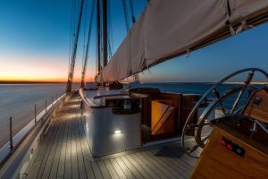 Classic Sailing Yacht Columbia Deck At Night
