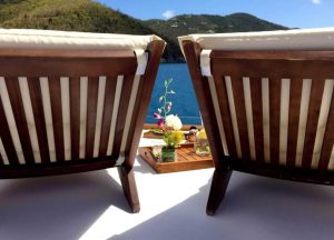 Classic Sailing Yacht Columbiad Deck Loungers Flowers